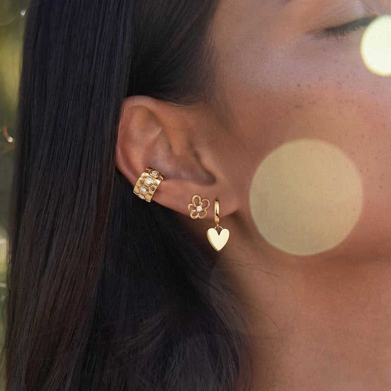 MYEARS Women Heart Earrings Gold Huggie Hoop Dangle Drop 14K Gold Plated Small Simple Hypoallergenic Everyday Jewelry - Image 3
